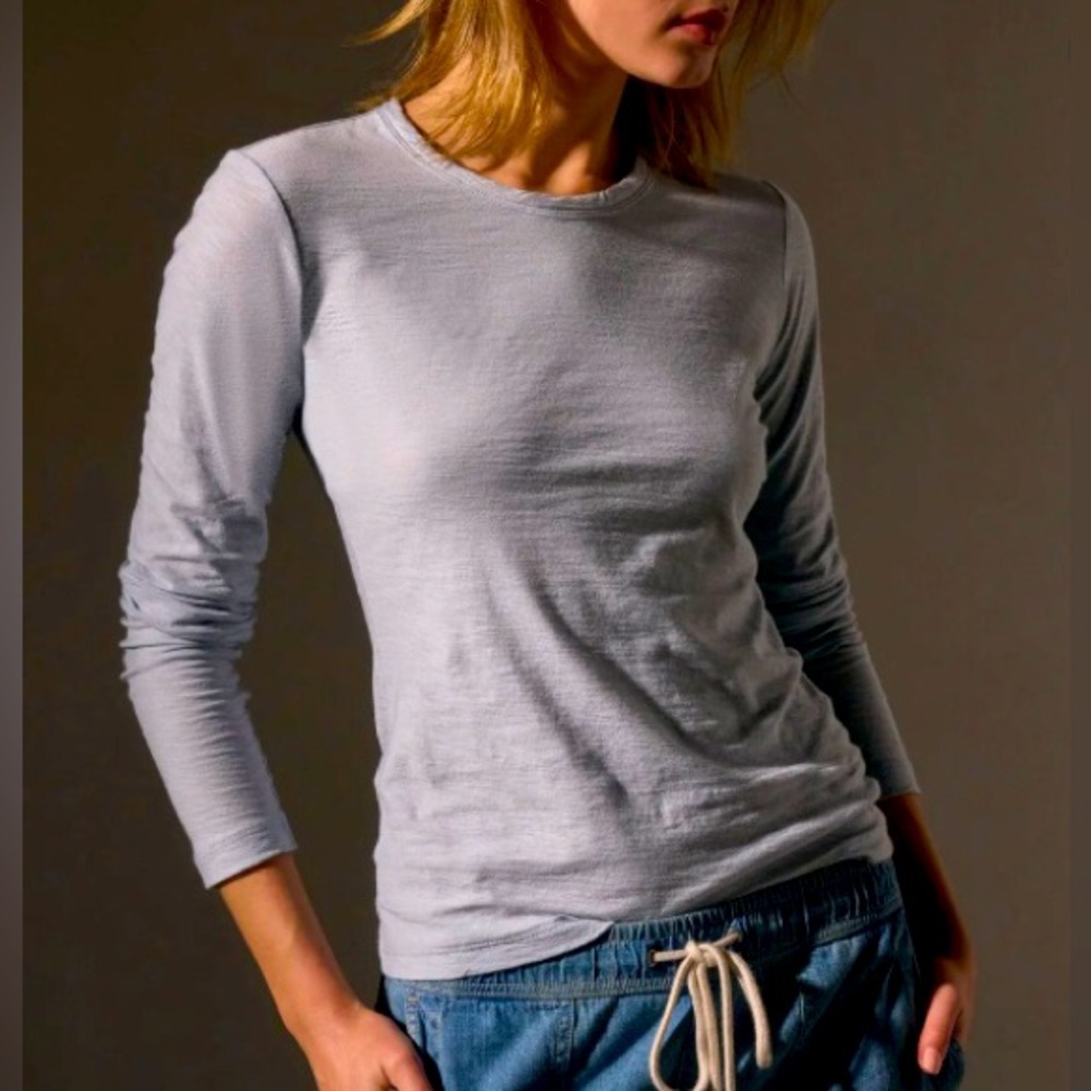 James Perse Pale Blue Long Sleeve Crew Tee